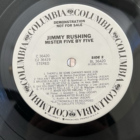 Jimmy Rushing Mr. Five By Five 2xVinyl LP 1980 Columbia White Label Promo - Picture 8 of 16